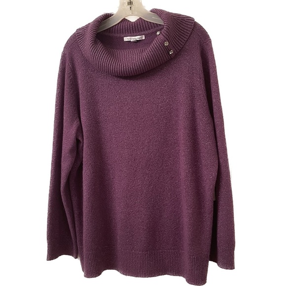 Mercer Street Studio Sweaters - MERCER Streets Studio Purple Shimmer Cowl Neck Sweater (L02)